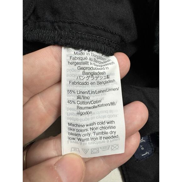 J By J.CREW Shorts Womens Size 14 Black Flat Front Scalloped Linen Cotton Blend - Picture 6 of 8